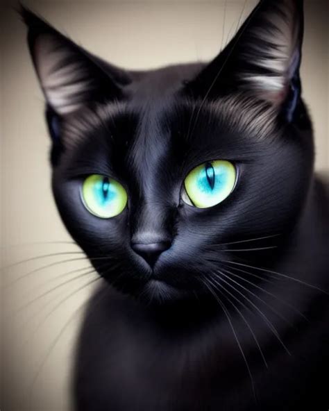 Anime Black Cat Detailed Blue Green Ai Photo Generator Starryai