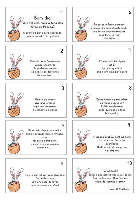 Charadas Para Caça Ao Ovo De Pascoa Para Imprimir - Charadas para caça ao ovo de Páscoa: modelo para imprimir em PDF ...