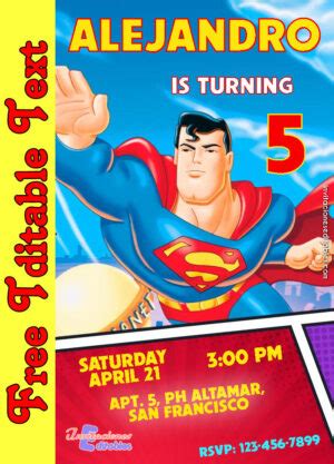 Free Editable Template Superman Invitation 01 2025