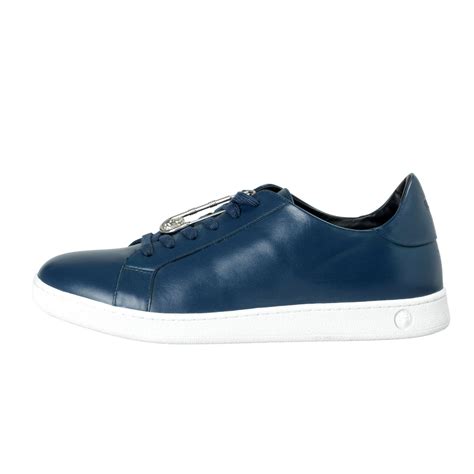Versace Versus Mens Blue Leather Fashion Sneakers Shoes Sz 7 8 10 11