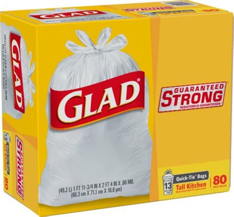 Glad Tall Kitchen Quick Tie Trash Bags 80 Ct Kroger