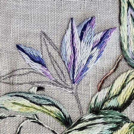 Needle Painted Clematis Part 2 Clematis Embroidery Tutorials