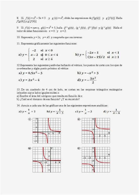 Ejercicios De Funciones Bachillerato Estudiar