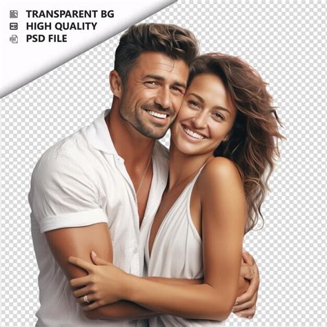 Pareja Latina Feliz Estilo Ultra Realista Fondo Blanco PSD Premium Generado Con IA