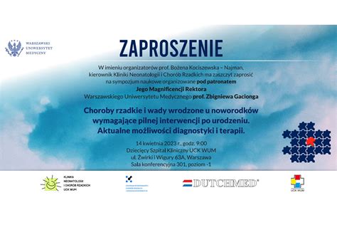 Zaproszenie Na Sympozjum Naukowe Uniwersyteckie Centrum Kliniczne Wum