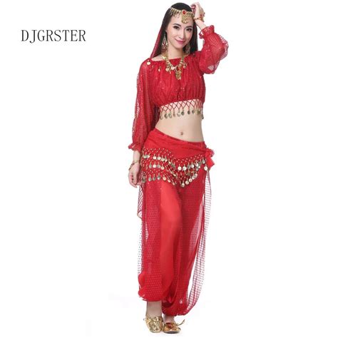 Djgrster New 5pcs Belly Dance Costume Bollywood Costume Indian Dress Bellydance Costumes Womens