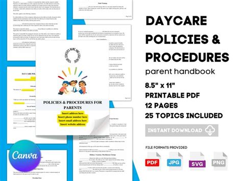Complete Daycare Parent Handbook Childcare Printable Policies Etsy