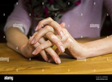Interlocked Female Hands Stock Photo Alamy