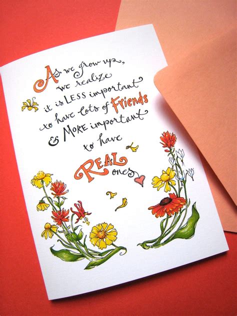 Friendship Quote Card Best Friend Card By Pattiejansen On Etsy