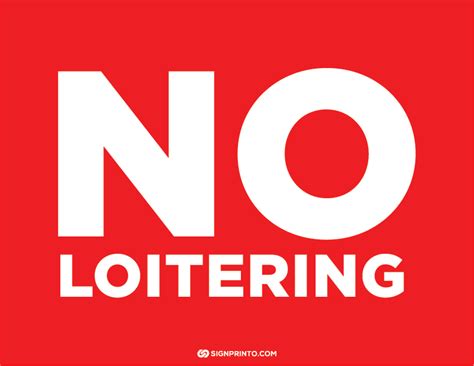 No Loitering Sign Printable Pdf Red Color