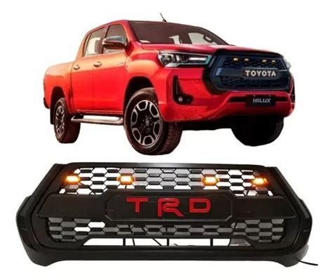 Parrilla Toyota Hilux Revo Led Trd Letras Rojas Env O Gratis