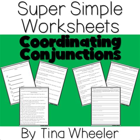 Super Simple Worksheets Grammar Coordinating Conjunctions No Prep