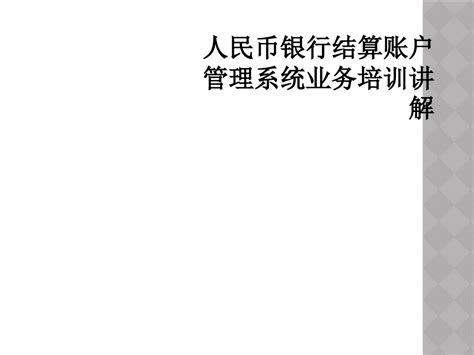 人民币银行结算账户管理系统业务培训讲解word文档免费下载亿佰文档网