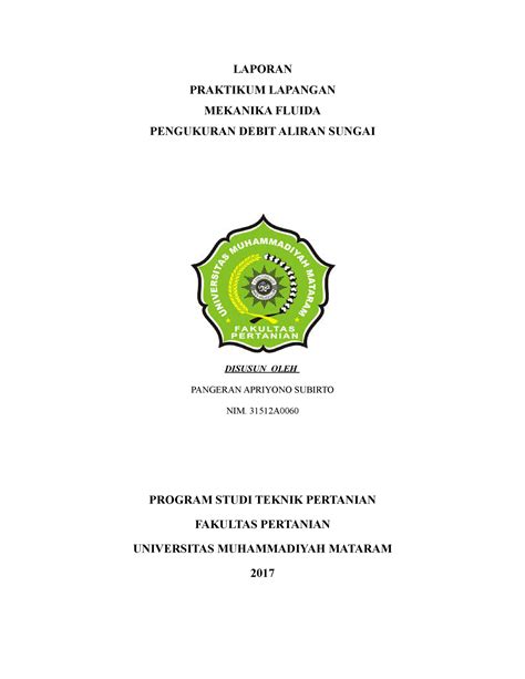 Laporan Pengukuran Debit Aliran Sungai M LAPORAN PRAKTIKUM LAPANGAN