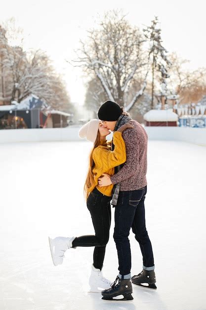 Cute Couple In A Ice Arena Free Photo