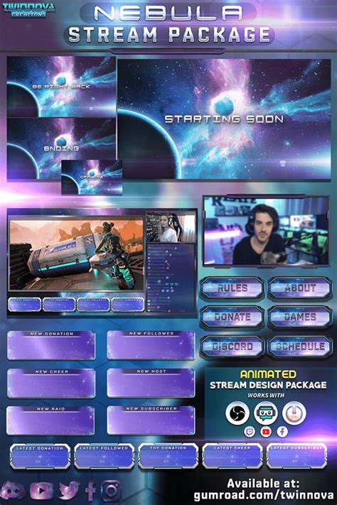 Twitch Galaxy Overlay Package 2021 Nebula Behance