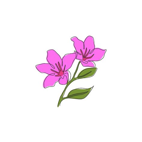 Premium Vector Single One Line Drawing Of Beauty Azalea For Garden