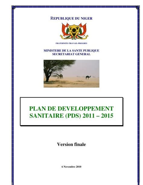 Plan De Developpement Sanitaire Pds 2011 â 2015 International