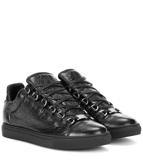 Balenciaga Leather Arena Low Top Sneakers In Black Lyst