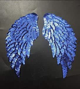 Amazon 1 Pair Fashion Blue Angel Wings Sequins Patches For