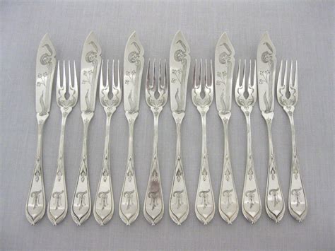 Koch Bergfeld Fischbesteck 1 Von 6 Floral 800er Silber Jugendstil 17