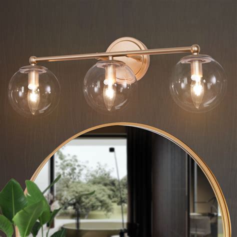 Modern Gold 3 Light Bathroom Vanity Light Wall Sconces With Glass Shade On Sale Bed Bath