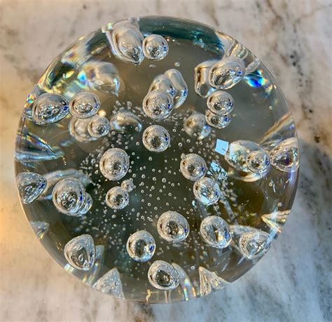 Clear Italian Murano Glass Paper Weight With Bubbles At 1stdibs Clear Glass Paperweight Clear