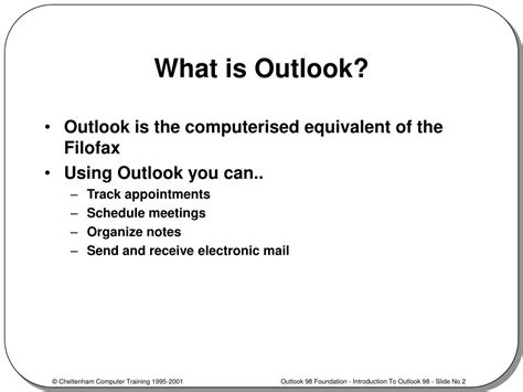 Ppt Introduction To Outlook 98 Powerpoint Presentation Free Download