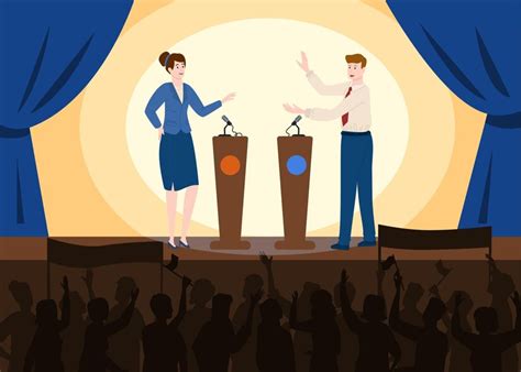 Premium Vector Male And Female Candidates Participating In Debates On