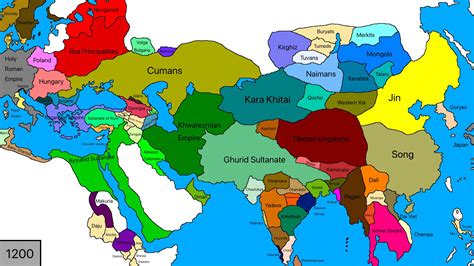 Map of Eurasia in 1200 : r/MapPorn