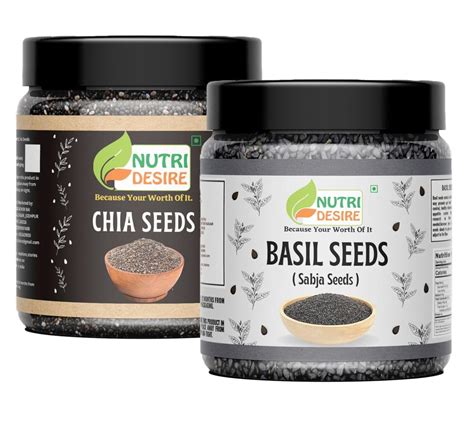 Nutri Desire Combo Pack Of Raw Basil Seeds Gm Chia Seeds Gm