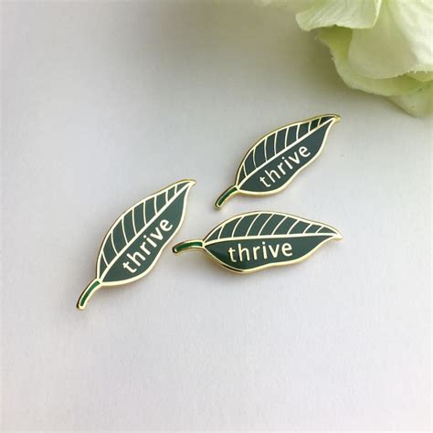 Thrive Leaf Enamel Pin By Utopie Pins Thrive Trinket Enamel Pins Bits Accessories Jewelry