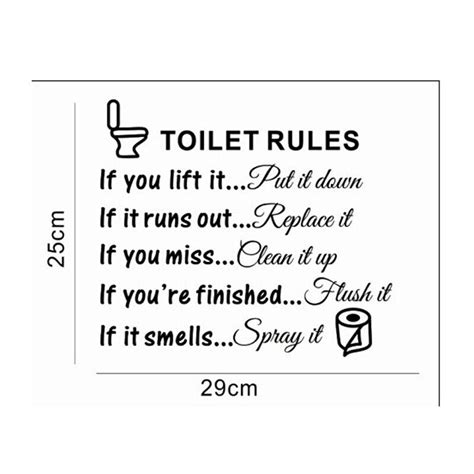 Toilet Rules Bathroom Removable Wall Sticker Vinyl Art De C Jr EBay