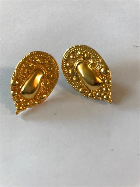 Signed Mma 18k Gold Plated Bali Earrings 1999698735