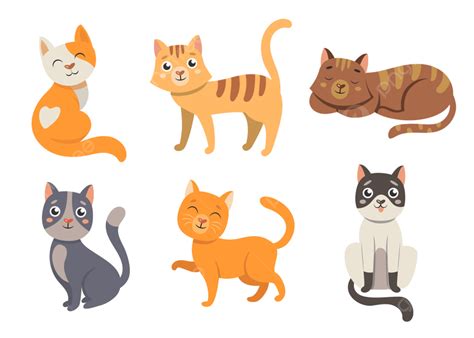 Gambar Set Ilustrasi Vektor Karakter Kartun Kucing Lucu Anak Kucing