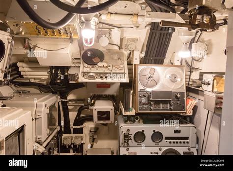 Interior Of An Old Submarine Radio Room Stock Photo Alamy