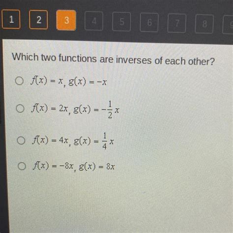 Which Two Functions Are Inverses Of Each Other Hurry 30 Points