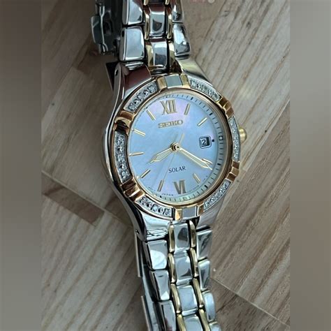 Seiko Solar Ladies Watch Diamonds Two Tone Bracelet P Gem