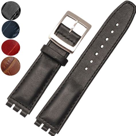 Mm Genuine Leather Standard Swatch Replacement Watch Band Strap Black