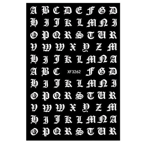 Old English Letters Stickers | White