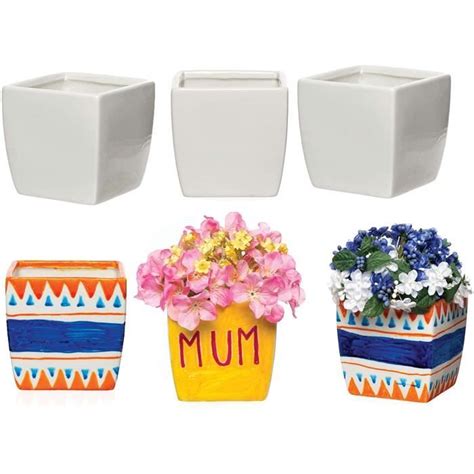 Ltd Av Pot De Fleurs Carr En Porcelaine C Ramique Cdiscount Jardin