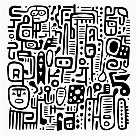 Premium Photo | Abstract Black And White Drawing With Precolumbian Art ...