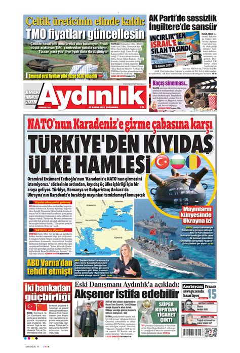 Aydınlık Gazetesi 22 Kasım 2023 Çarşamba Günü Manşeti