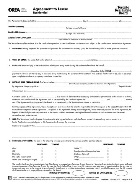 Standard Lease Agreement Pdf Ontario Template Fill Out Sign Online