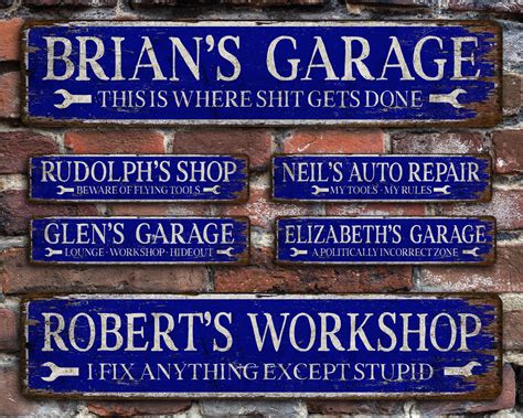 Personalized Garage Sign Custom Workshop Decor Auto Repair Etsy