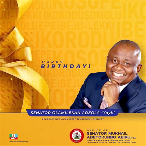 Senator Tokunbo Abiru Rejoices With Senator Solomon Adeola Yayi On