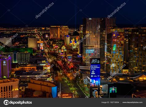 Aerial View Las Vegas Strip Nevada Night Usa Stock Photo By