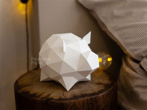 Piggy Bank Papercraft Template For Making Table Sculpture Pdf For