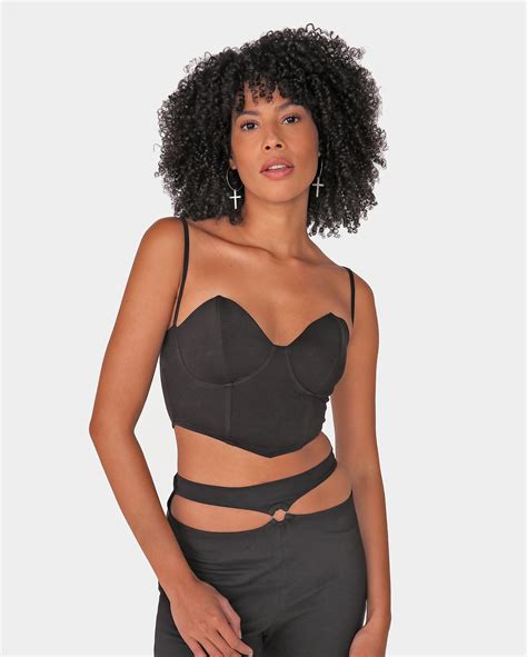 Riachuelo Regata Feminina Cropped Corset Preto Pool By Riachuelo