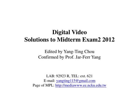 Ppt Digital Video Solutions To Midterm Exam Edited By Yang Ting